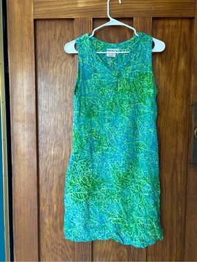 Vivid Green Leaf-Print Mini Dress